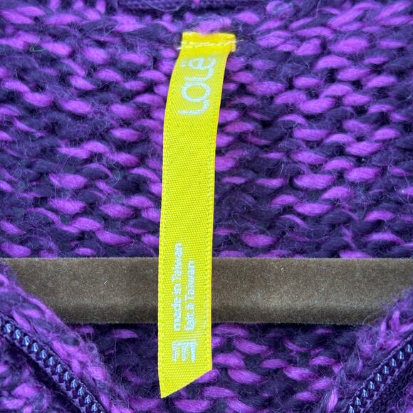 Lole Cardigan Sweater Womens Size M Purple Wool Blend Full Zip Fuzzy Knit - Picture 3 of 14